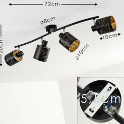 Lampes Dorées-hofstein Plafonnier Bathinda Noir, 4 lumières