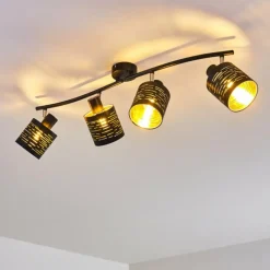 Lampes Dorées-hofstein Plafonnier Bathinda Noir, 4 lumières