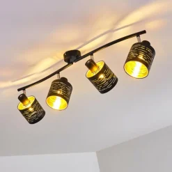 Lampes Dorées-hofstein Plafonnier Bathinda Noir, 4 lumières