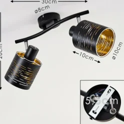 Lampes Dorées-hofstein Plafonnier Bathinda Noir, 2 lumières