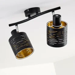 Lampes Dorées-hofstein Plafonnier Bathinda Noir, 2 lumières