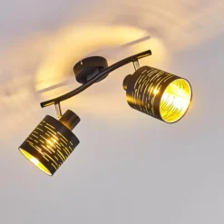 Lampes Dorées-hofstein Plafonnier Bathinda Noir, 2 lumières