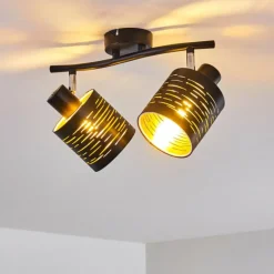 Lampes Dorées-hofstein Plafonnier Bathinda Noir, 2 lumières