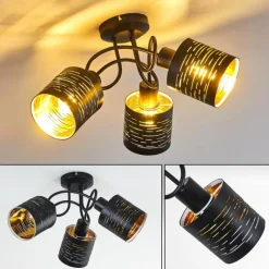 Lampes Dorées-hofstein Plafonnier Bathinda Noir, 3 lumières