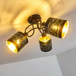 Lampes Dorées-hofstein Plafonnier Bathinda Noir, 3 lumières
