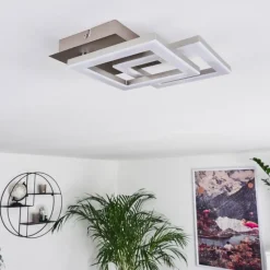 hofstein Plafonnier Batuna LED Nickel mat, 1 lumière