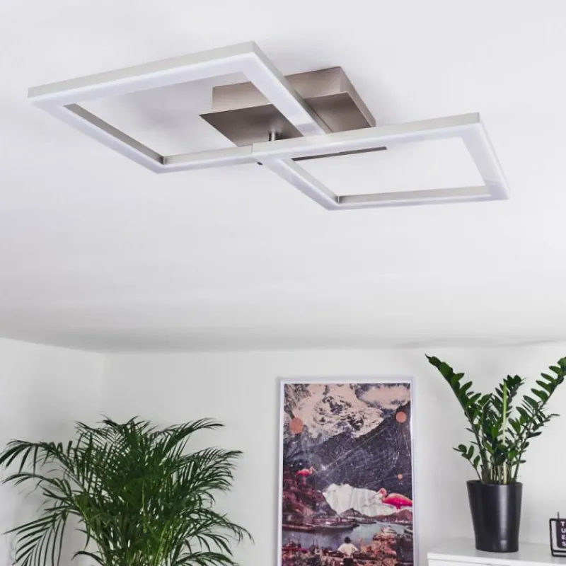 hofstein Plafonnier Batuna LED Nickel mat, 1 lumière