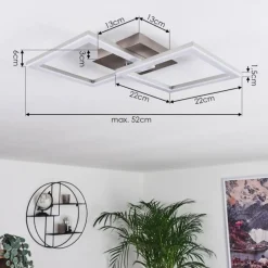 hofstein Plafonnier Batuna LED Nickel mat, 1 lumière