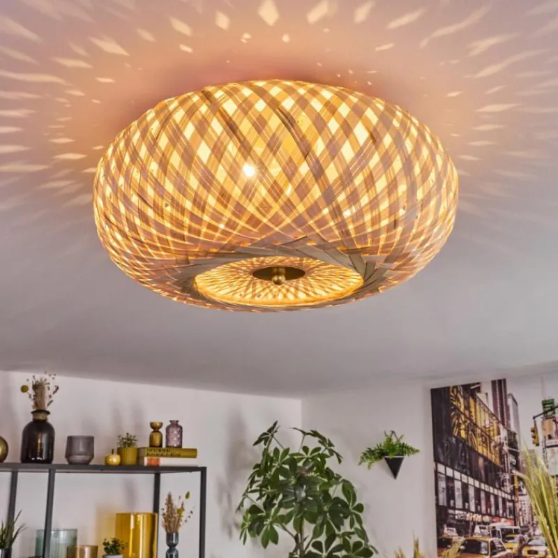 Luminaires Scandinaves-hofstein Plafonnier Bauro Laiton, Écru, 3 lumières