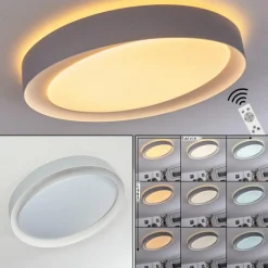 hofstein Plafonnier Beade LED Gris, Blanc, 1 lumière, Télécommandes, Changeur de couleurs