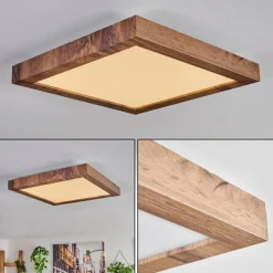 hofstein Plafonnier Bealeton LED Brun, Couleur bois, 1 lumière