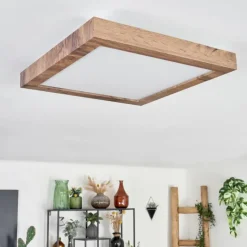 hofstein Plafonnier Bealeton LED Brun, Couleur bois, 1 lumière