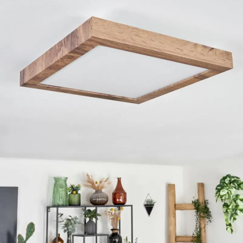 hofstein Plafonnier Bealeton LED Brun, Couleur bois, 1 lumière