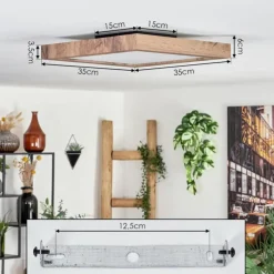 hofstein Plafonnier Bealeton LED Brun, Couleur bois, 1 lumière