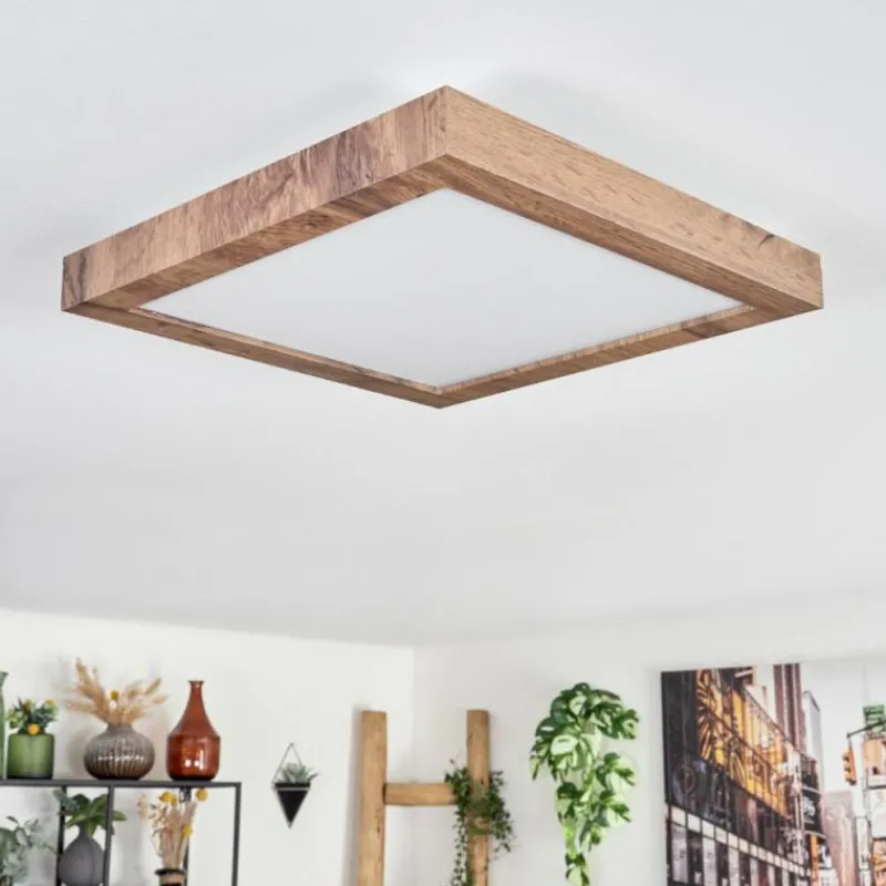 hofstein Plafonnier Bealeton LED Brun, Couleur bois, 1 lumière