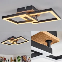 hofstein Plafonnier Bealo LED Brun, Couleur bois, 1 lumière