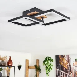 hofstein Plafonnier Bealo LED Brun, Couleur bois, 1 lumière