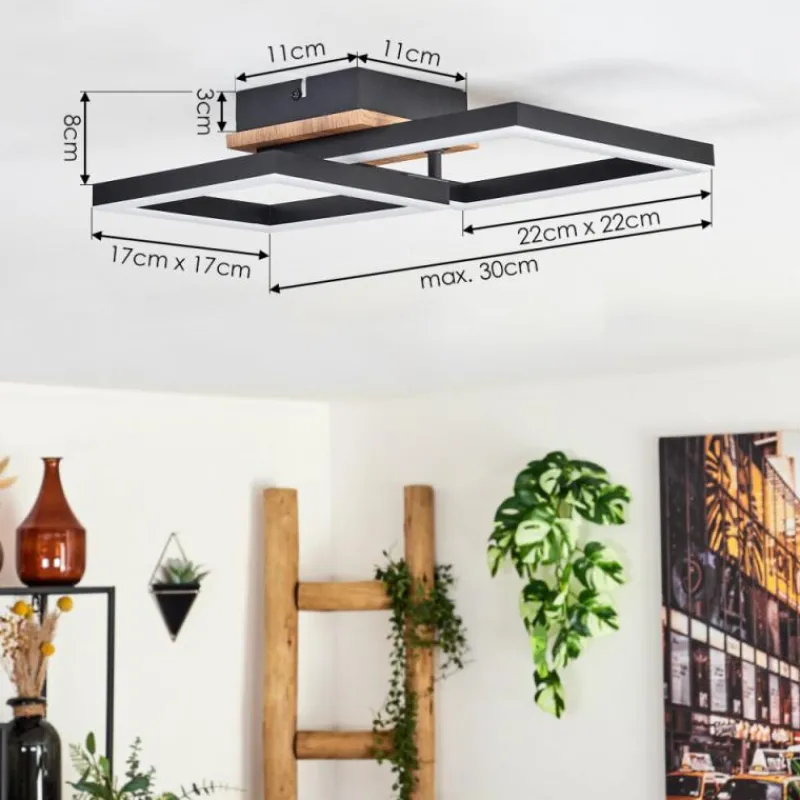 hofstein Plafonnier Bealo LED Brun, Couleur bois, 1 lumière