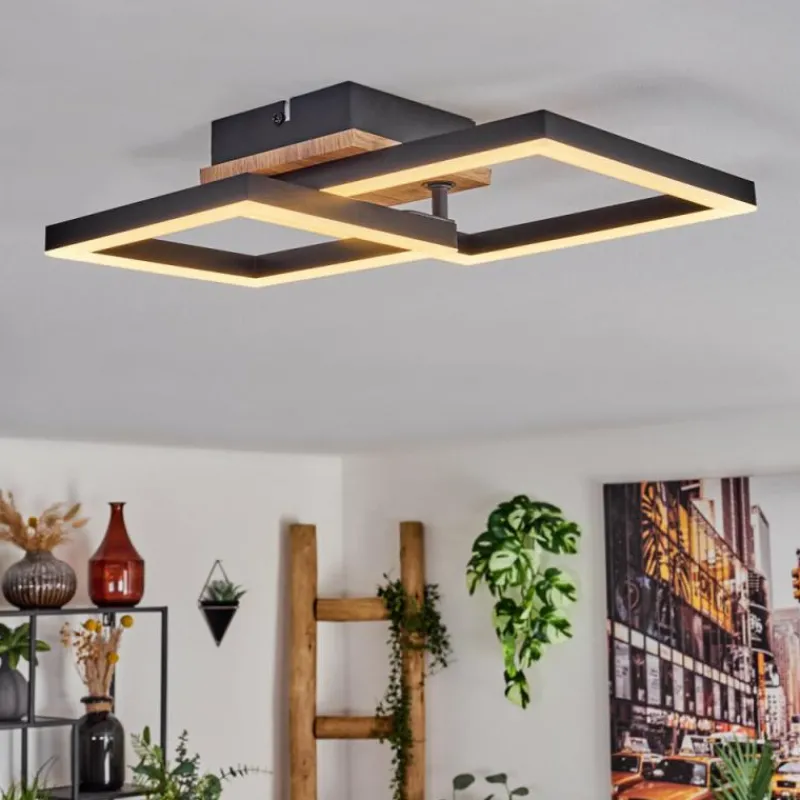 hofstein Plafonnier Bealo LED Brun, Couleur bois, 1 lumière