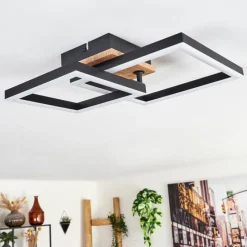 hofstein Plafonnier Bealo LED Brun, Couleur bois, 1 lumière