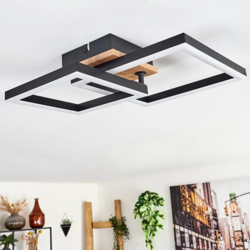 hofstein Plafonnier Bealo LED Brun, Couleur bois, 1 lumière