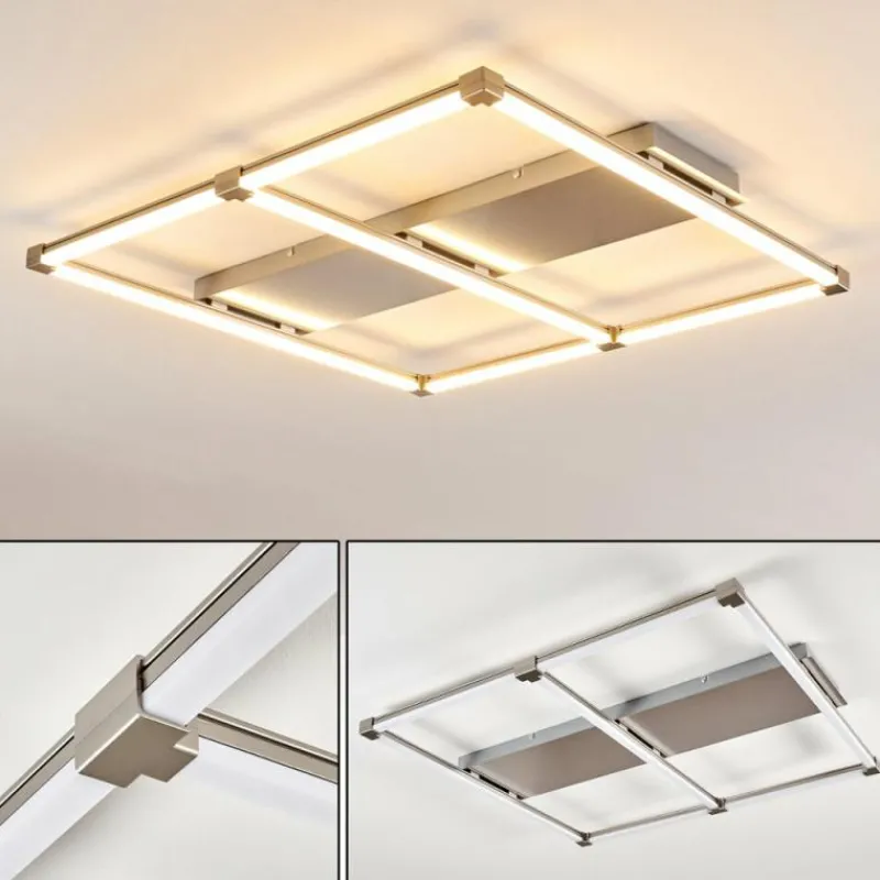 hofstein Plafonnier Beken LED Nickel mat, 1 lumière