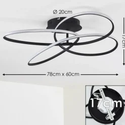 hofstein Plafonnier Belgorod LED Noir, Blanc, 1 lumière, Télécommandes