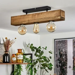 Lampes Industrielles-hofstein Plafonnier Berat Brun, Noir, 3 lumières