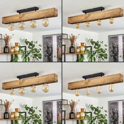 Lampes Industrielles-hofstein Plafonnier Berat Brun, Noir, 4 lumières