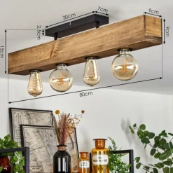 Lampes Industrielles-hofstein Plafonnier Berat Brun, Noir, 4 lumières