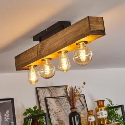 Lampes Industrielles-hofstein Plafonnier Berat Brun, Noir, 4 lumières