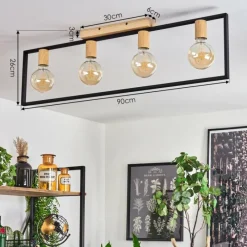 Lampes Industrielles-hofstein Plafonnier Bergo Couleur bois, Écru, Noir, 4 lumières