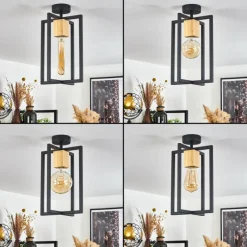 Lampes Vintages & Rétros-hofstein Plafonnier Bergo Écru, Noir, 1 lumière