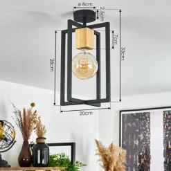 Lampes Vintages & Rétros-hofstein Plafonnier Bergo Écru, Noir, 1 lumière