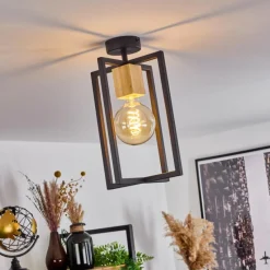 Lampes Vintages & Rétros-hofstein Plafonnier Bergo Écru, Noir, 1 lumière