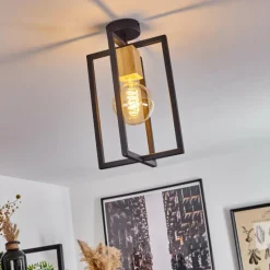 Lampes Vintages & Rétros-hofstein Plafonnier Bergo Écru, Noir, 1 lumière