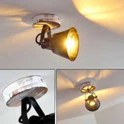 Lampes Dorées-hofstein Plafonnier Berkeley Bois clair, Noir, Noir doré, 1 lumière