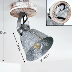 Lampes Industrielles-hofstein Plafonnier Berkeley Bois clair, Zingué, 1 lumière