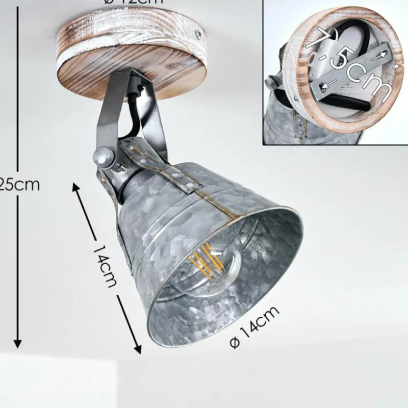 Lampes Industrielles-hofstein Plafonnier Berkeley Bois clair, Zingué, 1 lumière