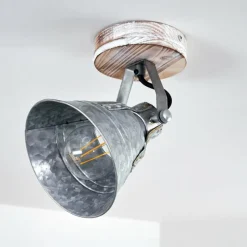 Lampes Industrielles-hofstein Plafonnier Berkeley Bois clair, Zingué, 1 lumière