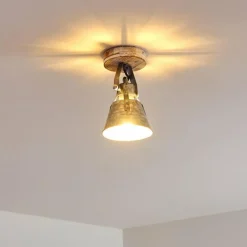Lampes Industrielles-hofstein Plafonnier Berkeley Bois clair, Zingué, 1 lumière