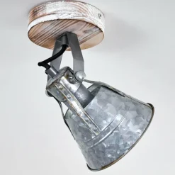 Lampes Industrielles-hofstein Plafonnier Berkeley Bois clair, Zingué, 1 lumière