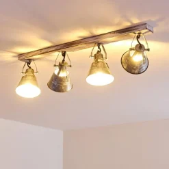 Lampes Industrielles-hofstein Plafonnier Berkeley Bois clair, Zingué, 4 lumières