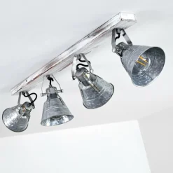 Lampes Industrielles-hofstein Plafonnier Berkeley Bois clair, Zingué, 4 lumières