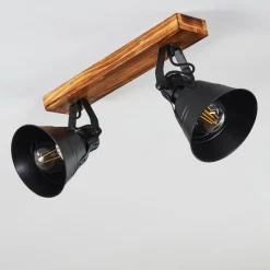 Lampes Industrielles-hofstein Plafonnier Berkeley Bois foncé, Noir, 2 lumières