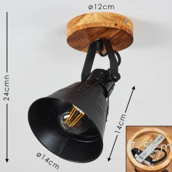 Lampes Industrielles-hofstein Plafonnier Berkeley Bois foncé, Noir, 1 lumière