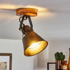 Lampes Industrielles-hofstein Plafonnier Berkeley Bois foncé, Noir, 1 lumière