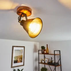 Lampes Industrielles-hofstein Plafonnier Berkeley Bois foncé, Noir, 1 lumière