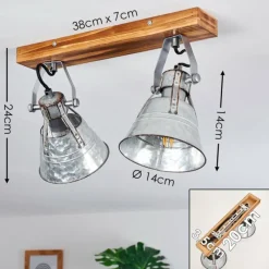 Lampes Industrielles-hofstein Plafonnier Berkeley Brun foncé, Zingué, 2 lumières