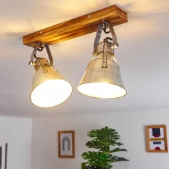 Lampes Industrielles-hofstein Plafonnier Berkeley Brun foncé, Zingué, 2 lumières